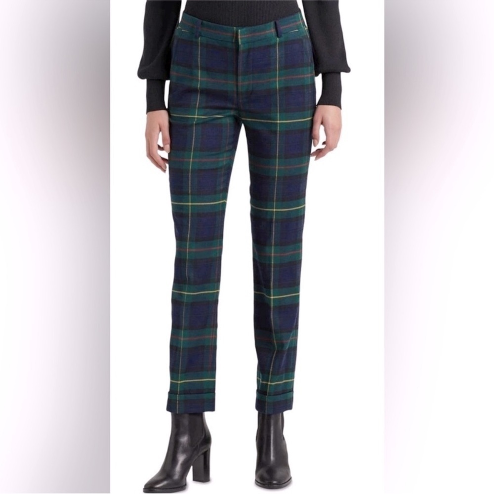 Lauren Ralph Lauren Women's Plaid Stretch Wool Blend Ankle Straight Leg Pants